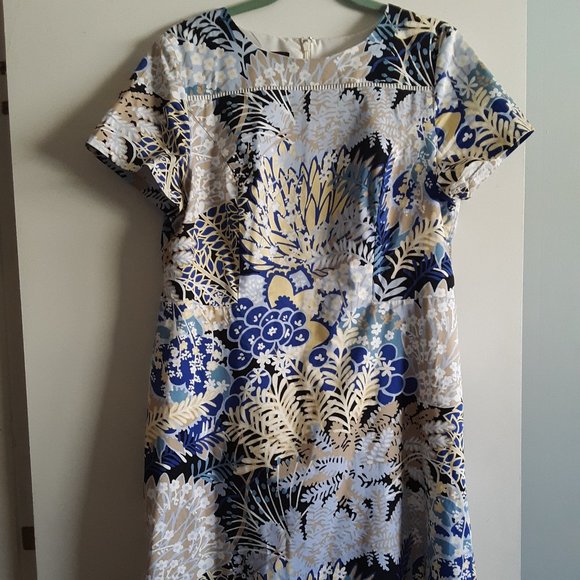 Talbots Dresses & Skirts - Talbots Blue Yellow Floral Botanical Sheath Dress Size 14